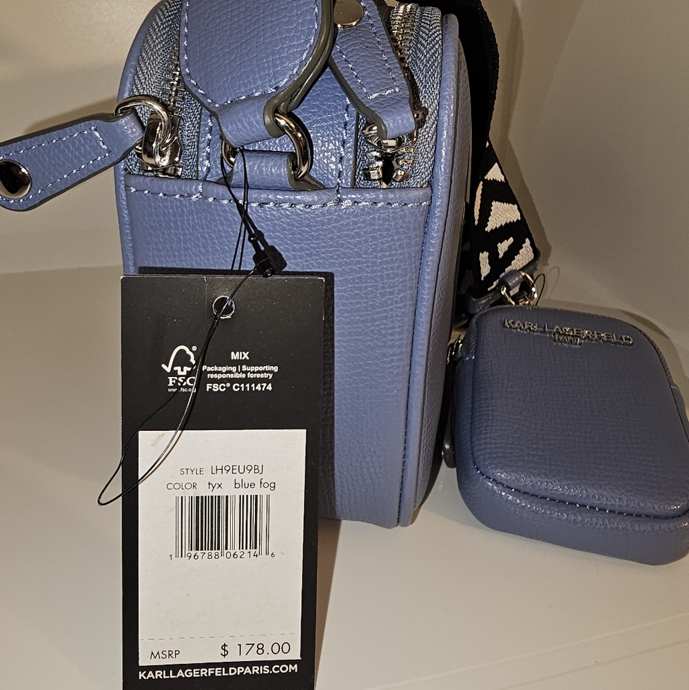 Karl Lagerfeld Paris Blue Maybelle Fog Crossbody Bag Set NWT - Picture 7 of 8